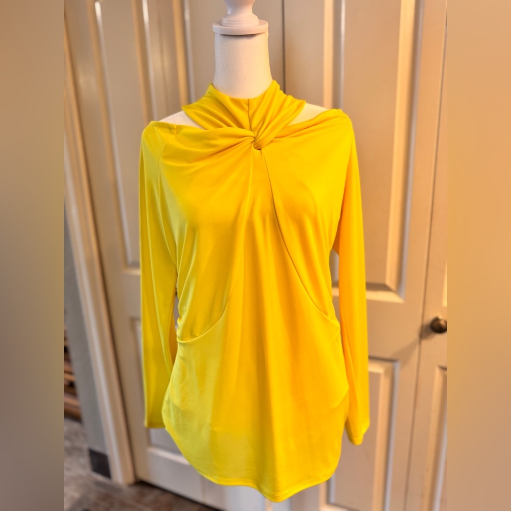 INC International Concepts Twisted Front Yellow Blouse